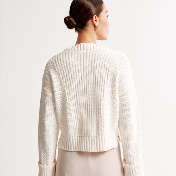 Abercrombie & Fitch White Cameron Seed Stitch Cardigan Sweater - Picture 6 of 12